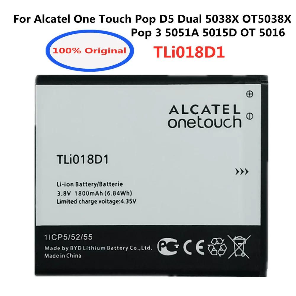 Оригинальный аккумулятор TLi018D1 для смартфонов Alcatel One Touch Pop D5 Dual 5038X OT5038X Pop 3 5051A 5015D OT 5016