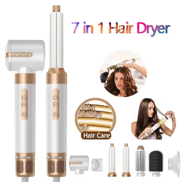 7 in 1 Hair Dryer Hot Comb Set Professional Curling Iron Hair Straightener Styling Tool For Dyson Airwrap High Speed Hair Dryer