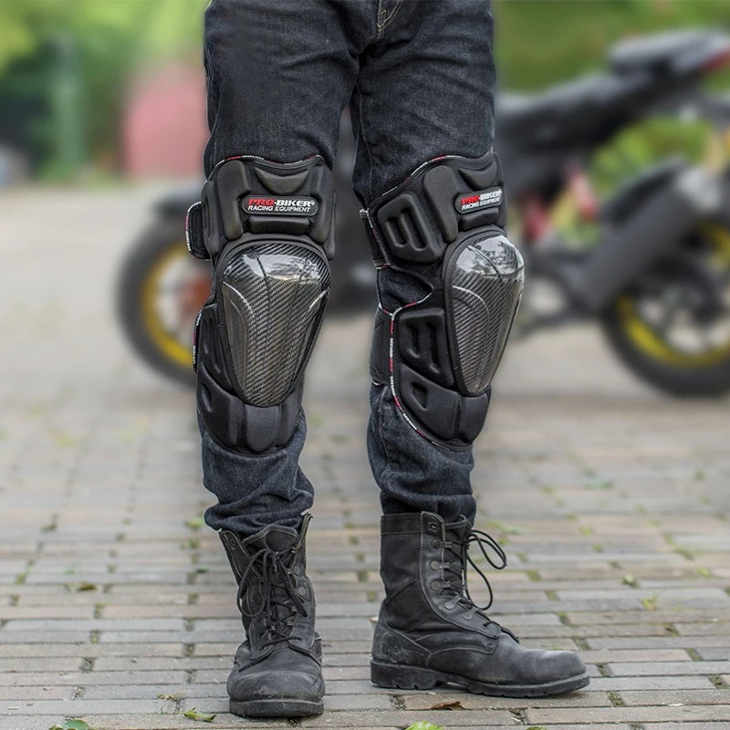 오토바이 무릎 보호대 탄소 섬유 레이싱 오프로드 자전거 무릎 보호대 따뜻한 겨울 보호 오토바이 보호 장비