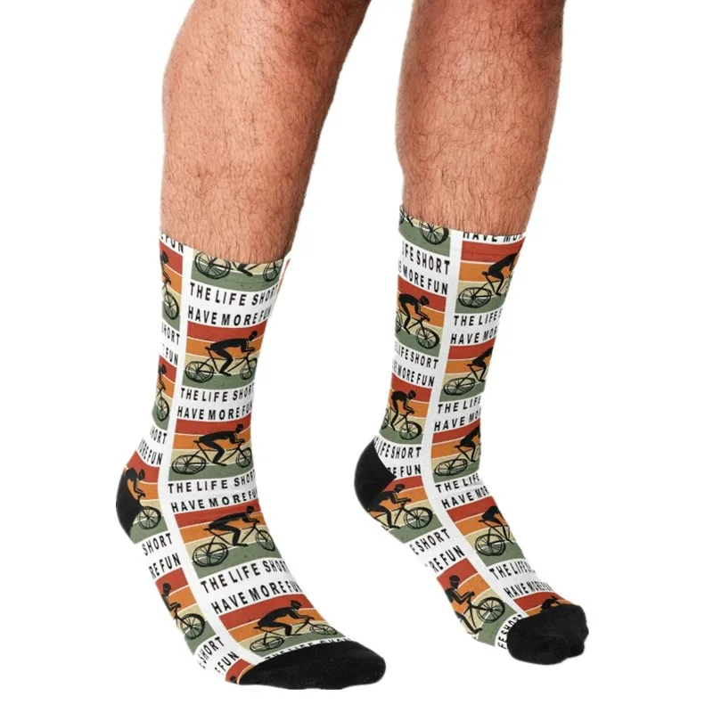 

Men's Funny socks Bicycle Bike Cycling Cyclist Socks harajuku Men Happy hip hop Novelty boys Crew Casual Crazy Socks for men