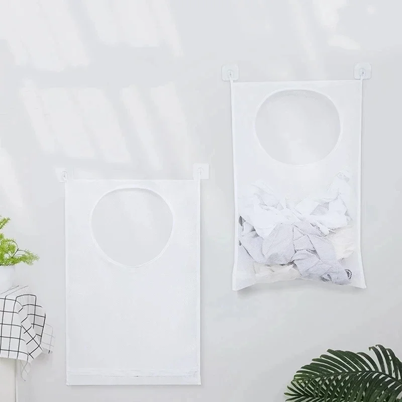 Collapsible Mesh Laundry Basket and Wall-Mounted Storage Organizer