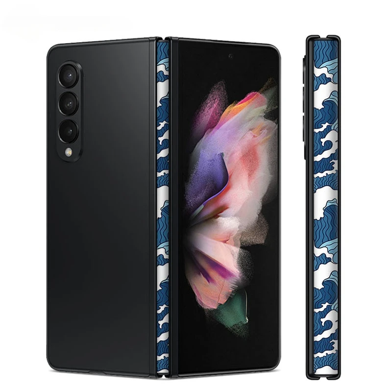 Cerniera Mimetica Pelle Per Samsung Galaxy Z Fold 5 4 3 2 5G Pellicola Protettiva Laterale Copertura Camo Border Wrap Protection Sticker