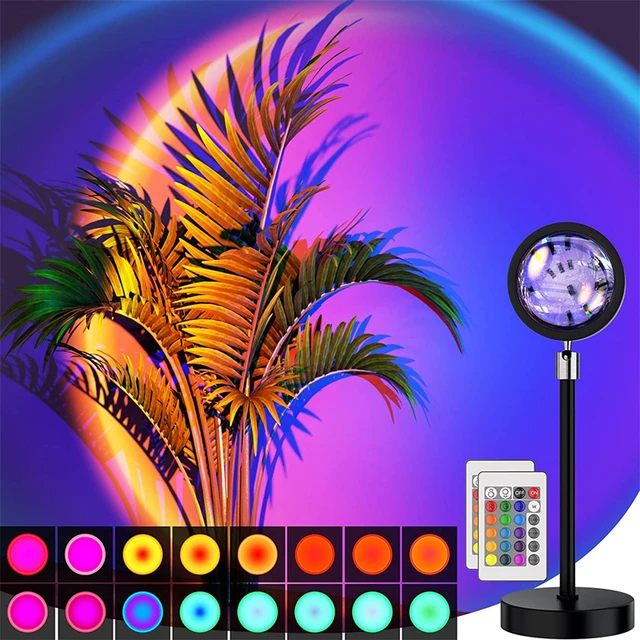  - 16 Colors RGB USB Sunset Light Mobile Phone Self Photography Light LED Rainbow Neon Night Light Projector Photography Wall Lamp