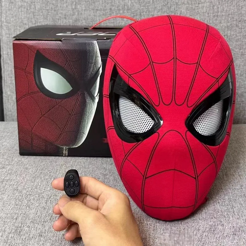 Cosplay Mask-Moving Eyes Blinking Function Superhero Headgear Adults Kids Spider-Man Helmet Ring Control Cosplay Mask Toy Gift
