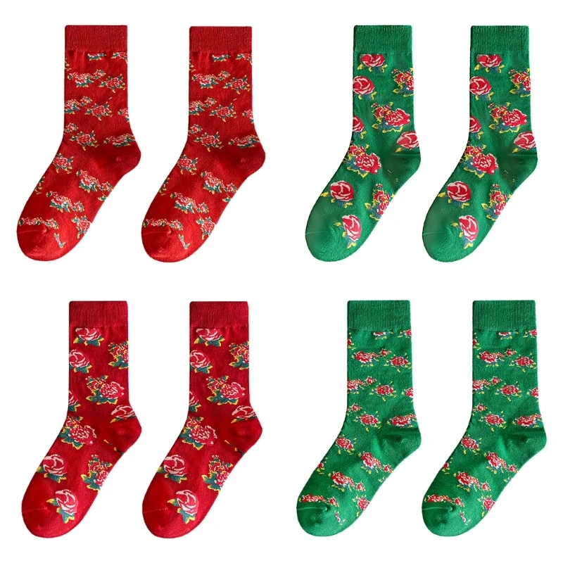 

Носки унисекс с цветочным принтом, хлопковые забавные носки в китайском стиле, северо-восточные хлопковые носки, Прямая доставка