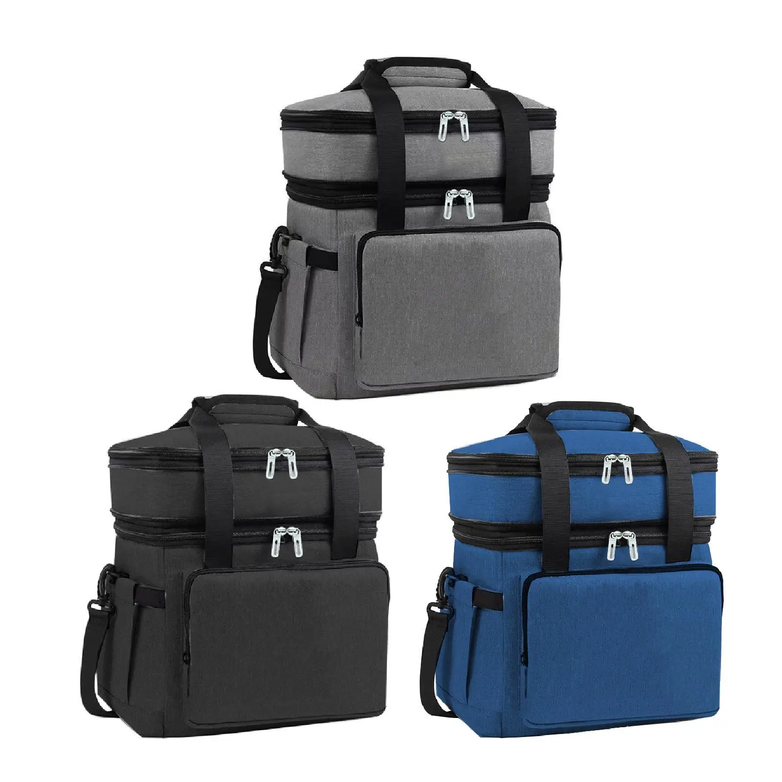Insulated Cooler Bag 2 Tier 18L Versatile Container Expandable Hot Cold Food Thermal Bag for Travel Work Lunch Picnic Office