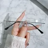 Small Square Frameless Anti-blue Light Near Sight Glasses Men Ultra Light Myopia Glasses Ultra Light Unisex Short Sight Glasses 3