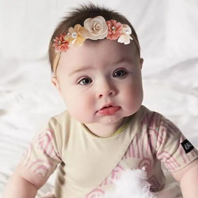 Vintage Flower Headband Baby Girls Headwraps Elastic Hair Bands Artificial Flower Baby Headband Newborn Photography Props