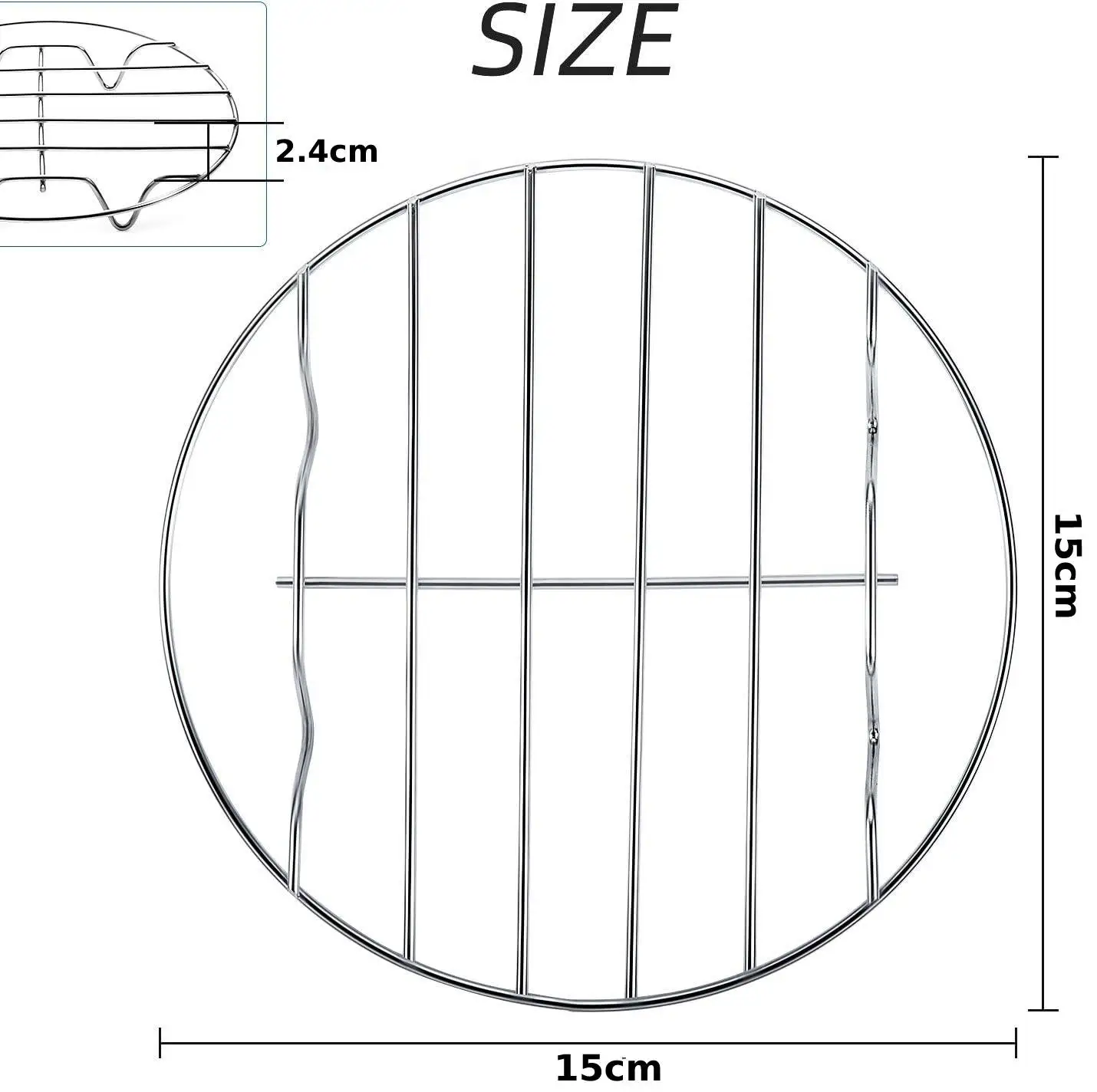 HaWare Lot De 3 Grilles De Refroidissement Rondes En Acier Inoxydable Pour Cuisson à La Vapeur, Multifonction Pour Friteuse à Air, Autocuiseur, Marmite, Four Et Lave-vaisselle (19,1 Cm + 22,9 Cm