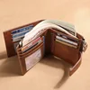 Genuine Leather Men Wallets with Coin Pocket Detachable Card Holder Real Leather Small Men Clutch Wallets Short 4
