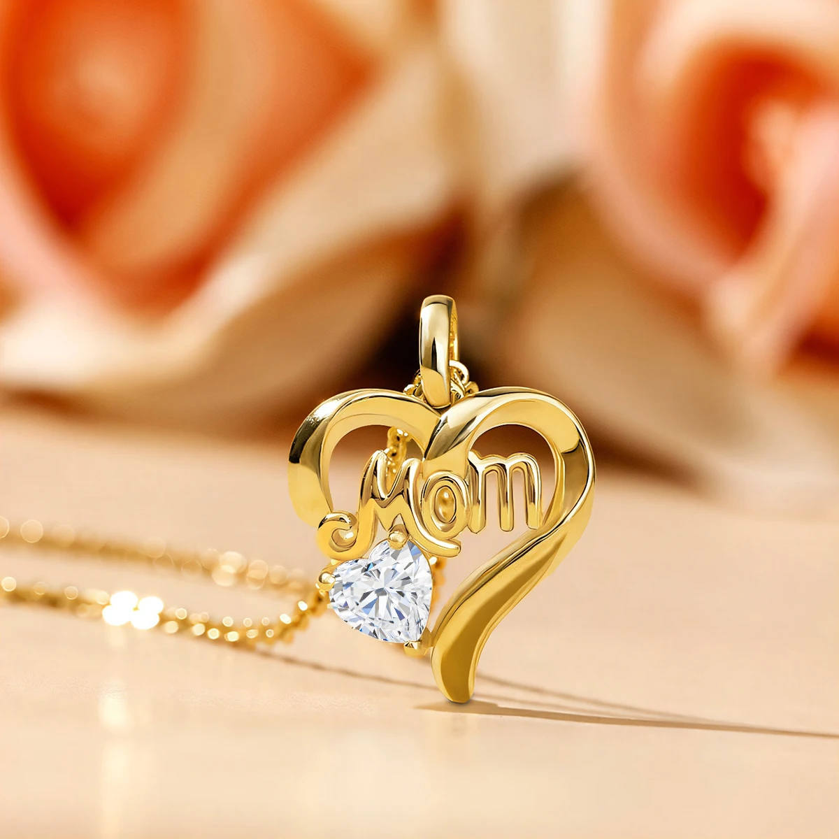 Luxury Mum Gift Real 14k Gold Heart Necklace Moissanite Diamond 1ct AU585 K Gold Pendant With Certificate Fine Jewelry pendant necklace gold necklace