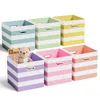 6 Pcs Fabric Storage Cubes with Metal Handle ed Style Collapsible Bins Organizer for Books Room Closet Toys School Nursery Gift