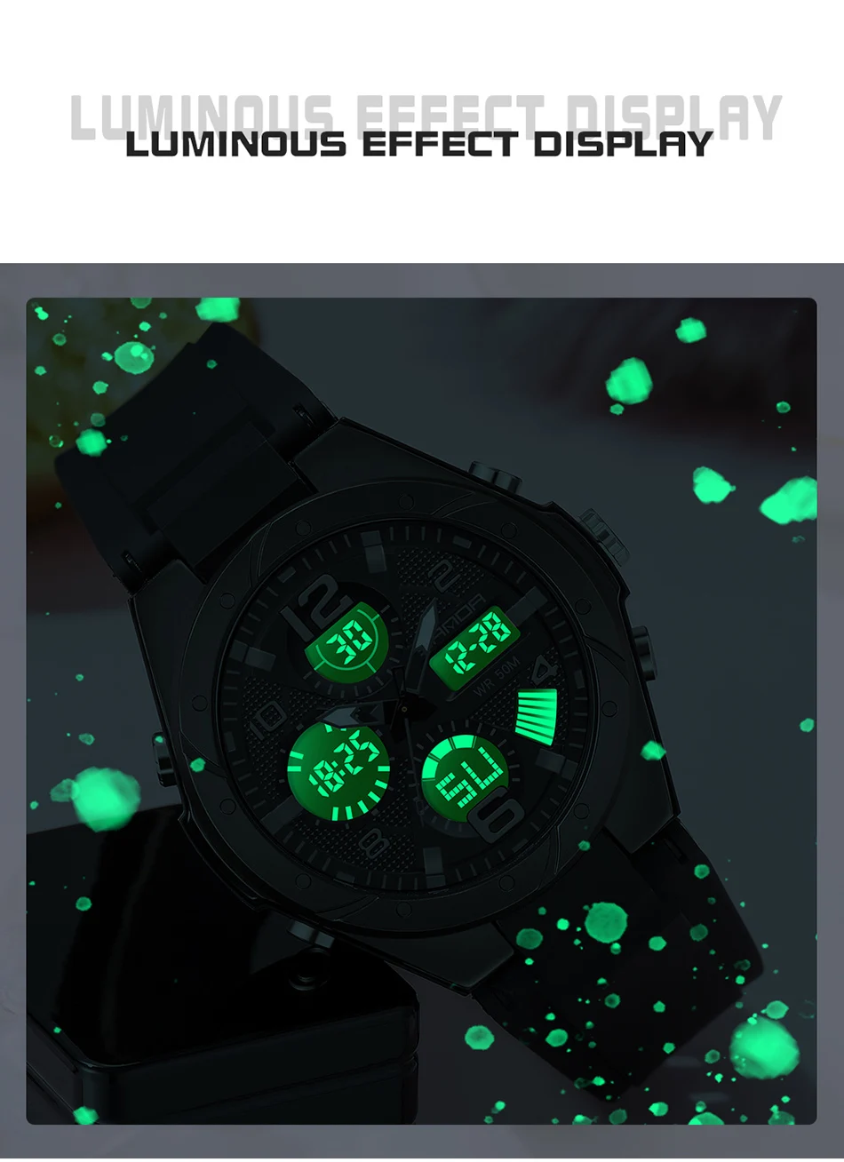 Womens Quartz Watch Womens Watch Women Watches SANDA Analog-Digital Unisex Wristwatch Fashion Resin Bandwatch Luminous Stop 6062 for Women