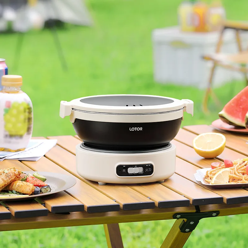 1.2L Folded Electric Cooking Pot Portable Multicooker Travel Rice Cooker Split Hot Pot 304 Stainless Steel Electric Skillt 500W 2