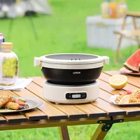 1.2L Folded Electric Cooking Pot Portable Multicooker Travel Rice Cooker Split Hot Pot 304 Stainless Steel Electric Skillt 500W 2