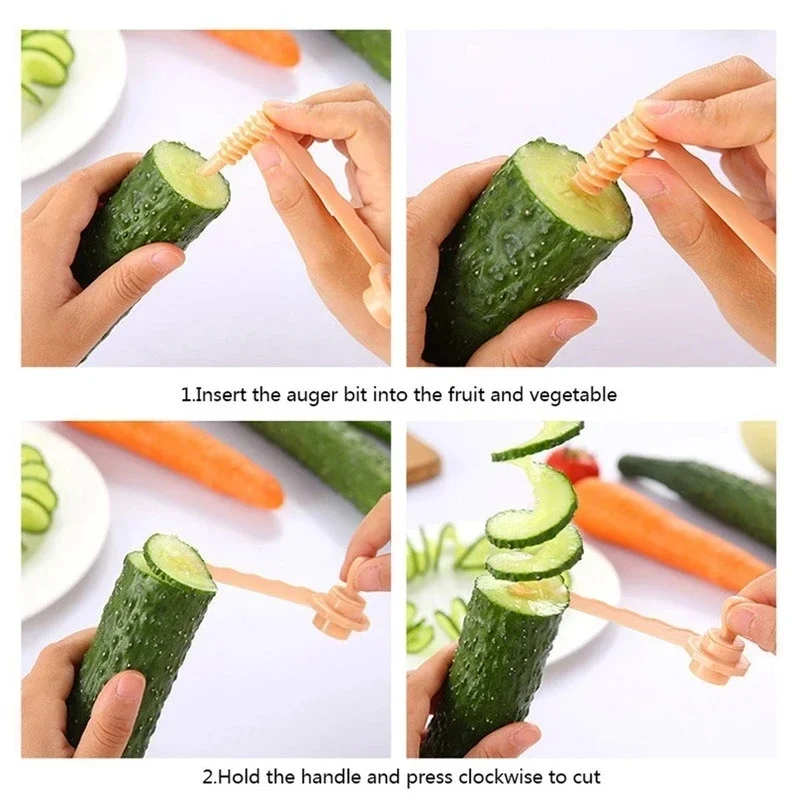 Kitchen Rotary Cucumber Potato Roll DIY Potato Chip Slicer Carrot Spiral Slicer Fruit and Vegetable Manual Roll Flower Curler