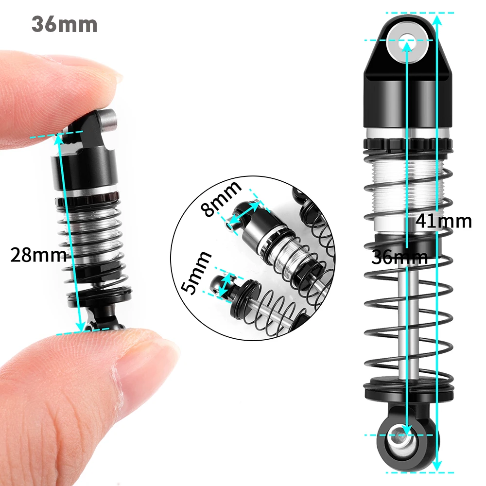 AXSPEED 4개 알루미늄 33/36/38/43/48mm 오일 쇼크 업소버 댐퍼 (Axial SCX24 Deadbolt C10 Wrangler Gladiator Bronco 1/24 RC 자동차용)