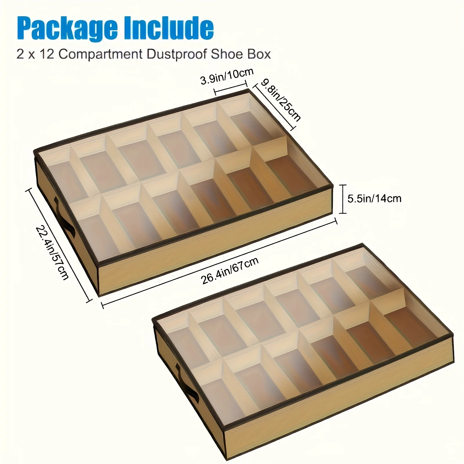 Bed Shoe Organizer 12-Grid Shoe Storage Box