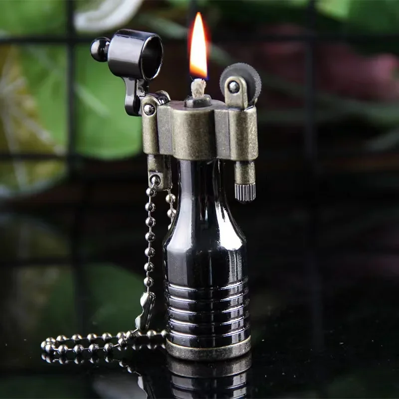 Torch Lighter Grinding Wheel Oil Lighter Key Chain Metal Cigarette Portable Outdoor Multifunctional Retro kerosene lighter bbq lighter butane gas lighter cigarette lighter