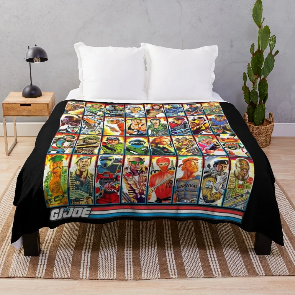 

Graphic Art Gifts Idea G.I. Joe In The 80S Organization Guns Bombs Throw Blanket Hairy Blanket