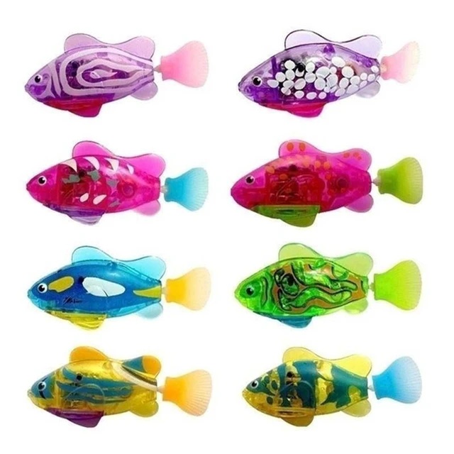  Peces de natación  3 piezas de peces de juguete interactivos,  mini pez de natación realista, juguete activado para nadar en el agua con  luz LED para estimular los instintos de