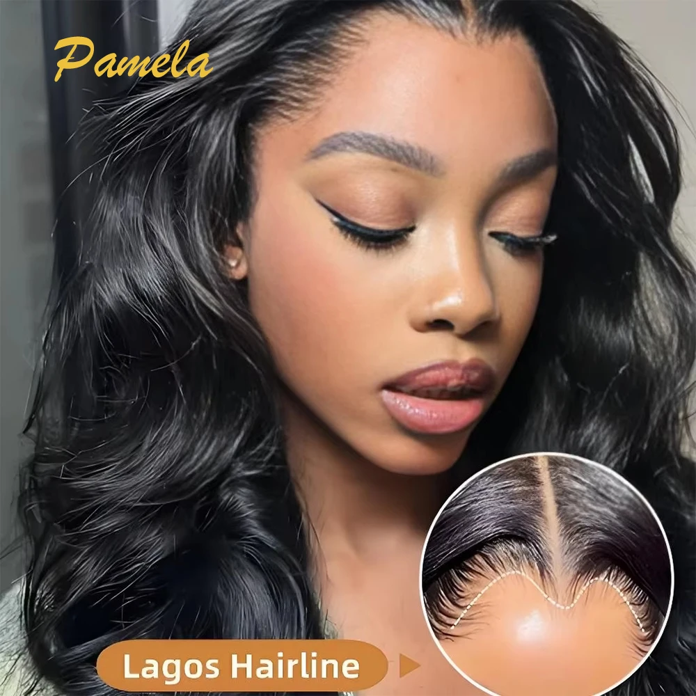 Lagos Hairline Wig 13x4 Invisible Lace Frontal Wig 250 Density Loose Deep Wave Human Hair Glueless Wigs Preplucked Pre-bleached