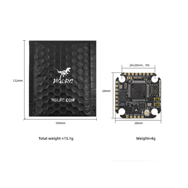 HGLRC SPECTER F722 Lite Flight Controller with ICM42688 Gyro & ELRS 2.4G Receiver Low Latency Anti-Interference for FPV Drone RC 6