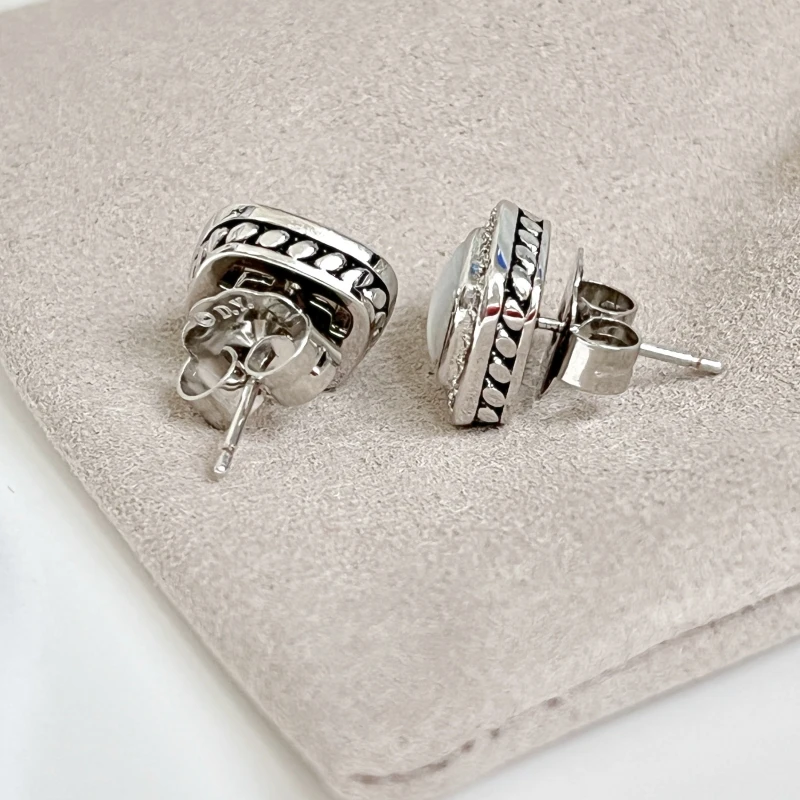 HSC DY Cable Classics Earrings in Sterling Silver with Amethyst and Pave Diamonds at Ahee Jewelers