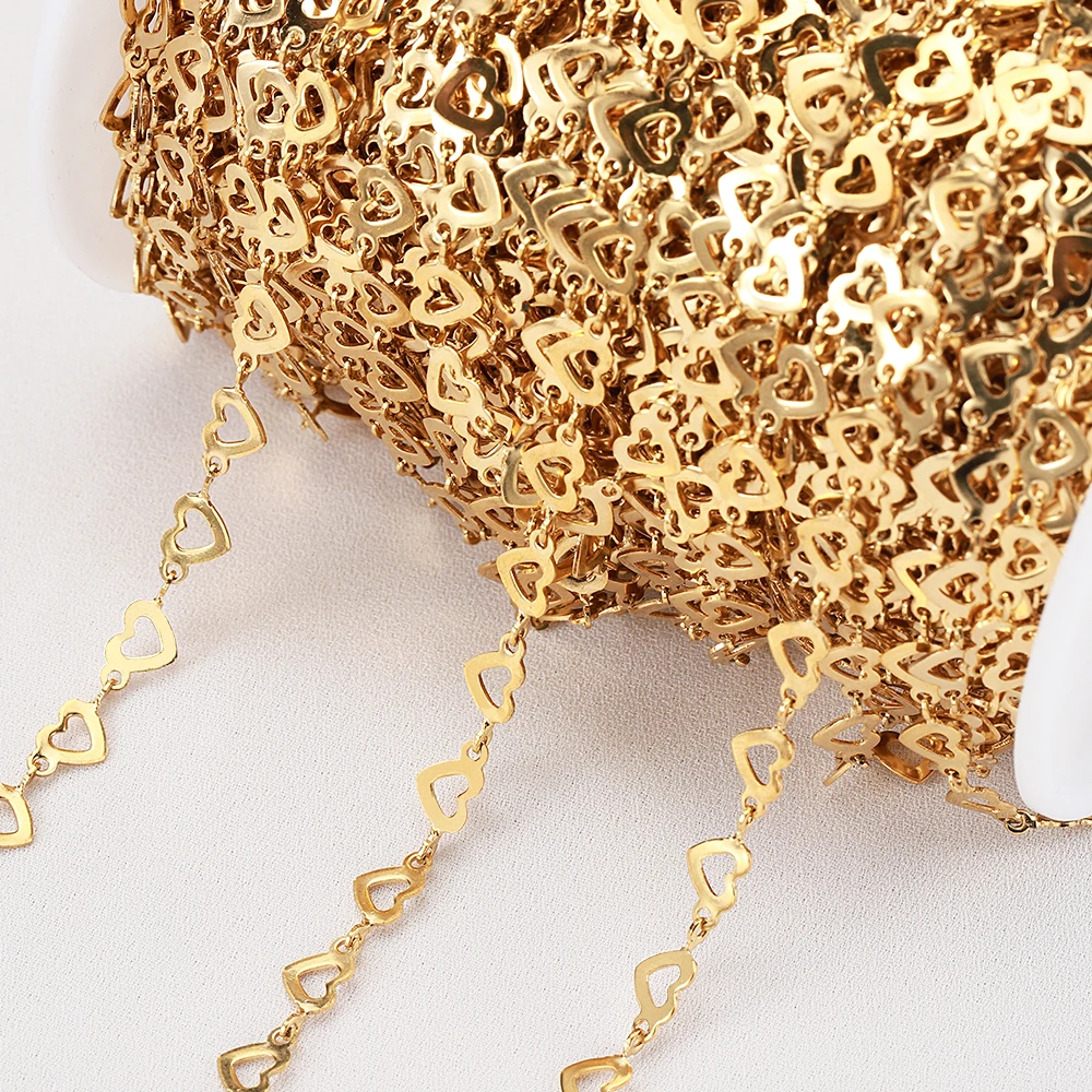 

2Meters Stainless Steel Hollow Love Heart Chains Link Chain for Necklace Bracelet Jewelry Findings DIY Accessories Wholesale