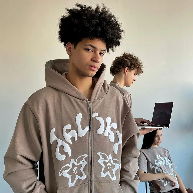 New 2022 Winter Letter Printed Zip Up Hoodie Streetwear Anime Print Gothic  Streetwear Long Sleeve Zip Hoodie Korean Fashion - AliExpress