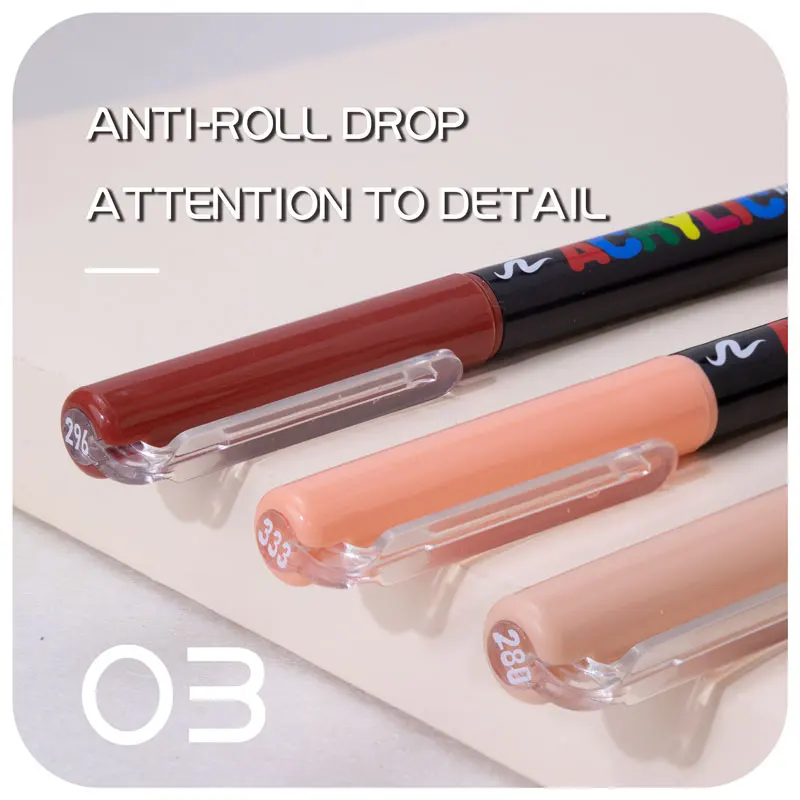 12/24 Colors Straight Liquid Soft Bush Markers Skin Tone Markers Pens,Nylon Soft head Acrylic Markers,Waterproof Pen Soft brush 6