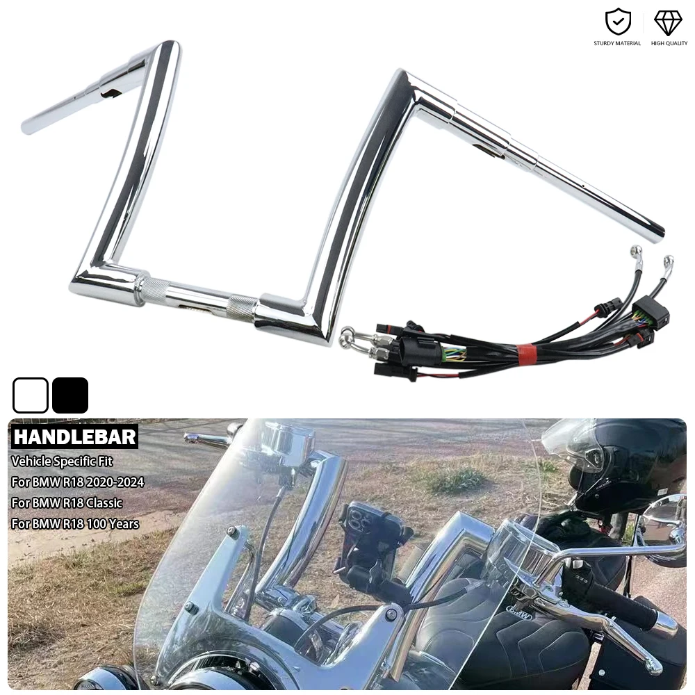 

1,5" Apehanger Handlebars 12" 14" Ape Hanger Bar With Extension Cable Oil Pipe Kit For BMW R 18 100 Years R18 Classic 2020-2024