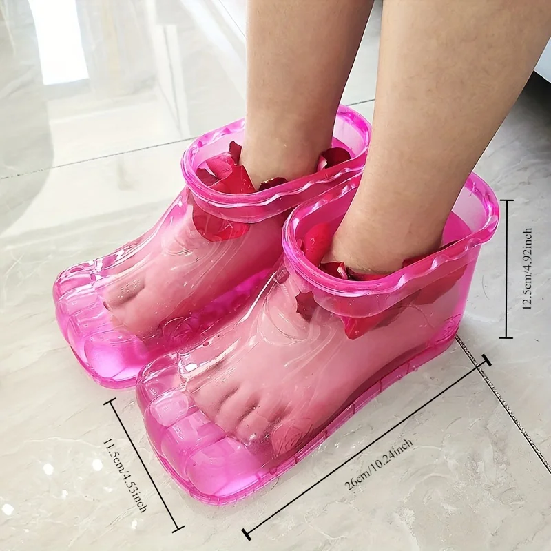 Portable Foot Spa Bath Basin - Plastic Water-Saving Foldable Design, Wearable Foot Soaking Shoes for Home Travel