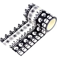 2024 NEW 1PC 10M Decor Halloween Holiday Ghosts Skull BW Washi Tape Set for Scrapbooking Journaling Masking Tape Cute Stationery 1