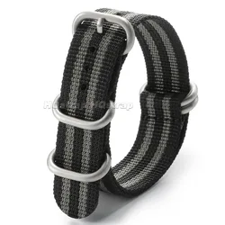Stylish Woven Nylon Fabric Watch Band - Casual Sport Wristband Replacement Strap - 22mm (Black - Grey)