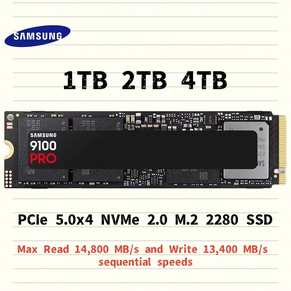 Samsung 9100 PRO SSD 1TB 2TB 4TB 8TB PCIe 5.0x4, NVMe 2.0, M.2 2280  Internal SSD, Up to 14,800MB/s, Fast Speed, Thermal Contorl