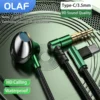 OLAF Earphones Wired Earbuds In Ear 3.5mm/Type-C 90 Degree Elbow Plug Headphones With Mic Headset Gamer Sports For Mobile Phones 1