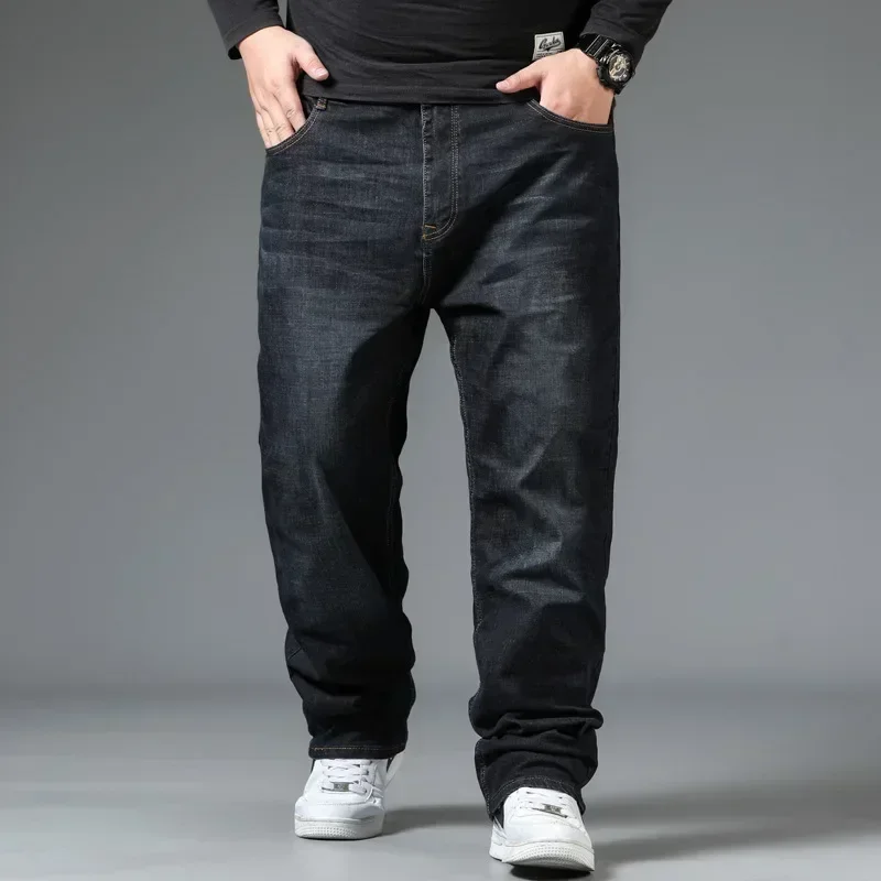 10XL Mens Black Jeans Oversize High Waist Loose Trousers Large Size Husband Plus Size Loose Denim Trousers Blue Male Denim Pants 3