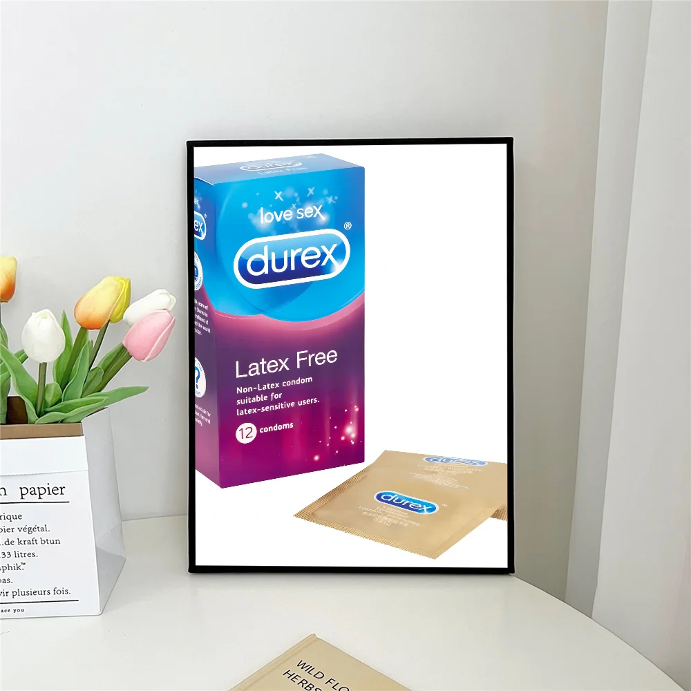 1pc Sexy Condom Brand Durex Self-adhesive Art Poster Waterproof Paper Sticker Coffee House Bar Room Wall Decor