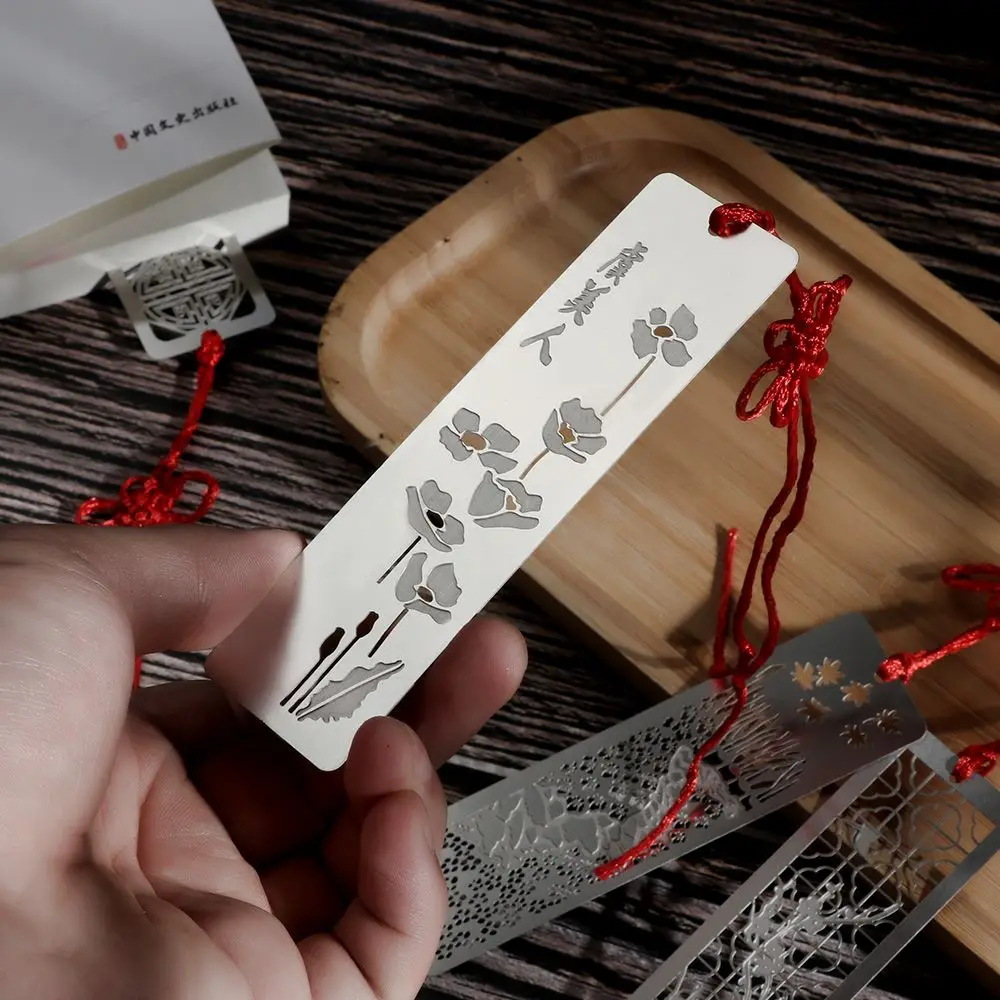 Colorful Chinese Style Hollow Kids Students Gift Stainless Steel Bookmarks Metal Bookmarks Red Knot metal bookmark bookmarks stationery supplies