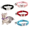 Heart Shaped Cat Collar With Bell Safety Elastic Adjustable Collar Soft Velvet Cat Crystal Collar For Kitten Puppy Pet Supplies 4