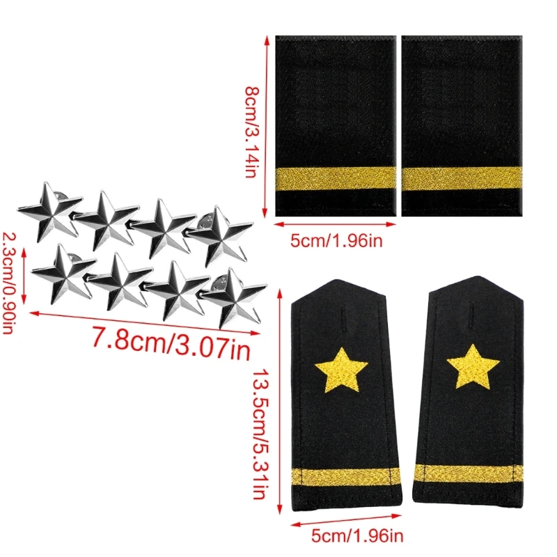 Captain Epaulettes Stripes Shoulder Accessory for Uniforms Drama Play Shoulder Board Jewelry shoulder ornaments