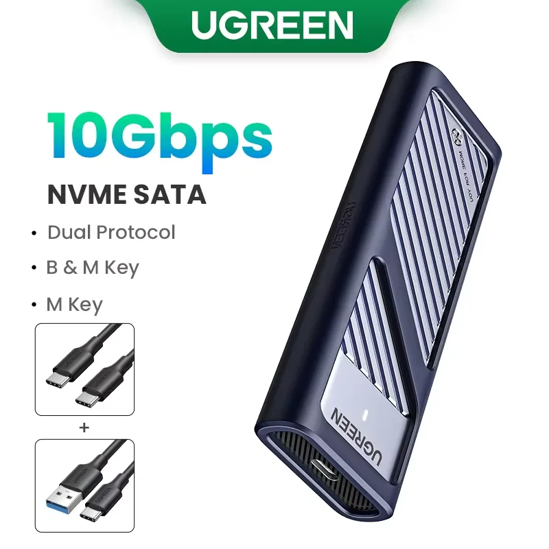 UGREEN 20Gbs M2 SSD Enclosure NVME SATA Dual Protocol M.2 To USB C SSD Adapter Support 8TB For NVME PCIE NGFF SATA Disk