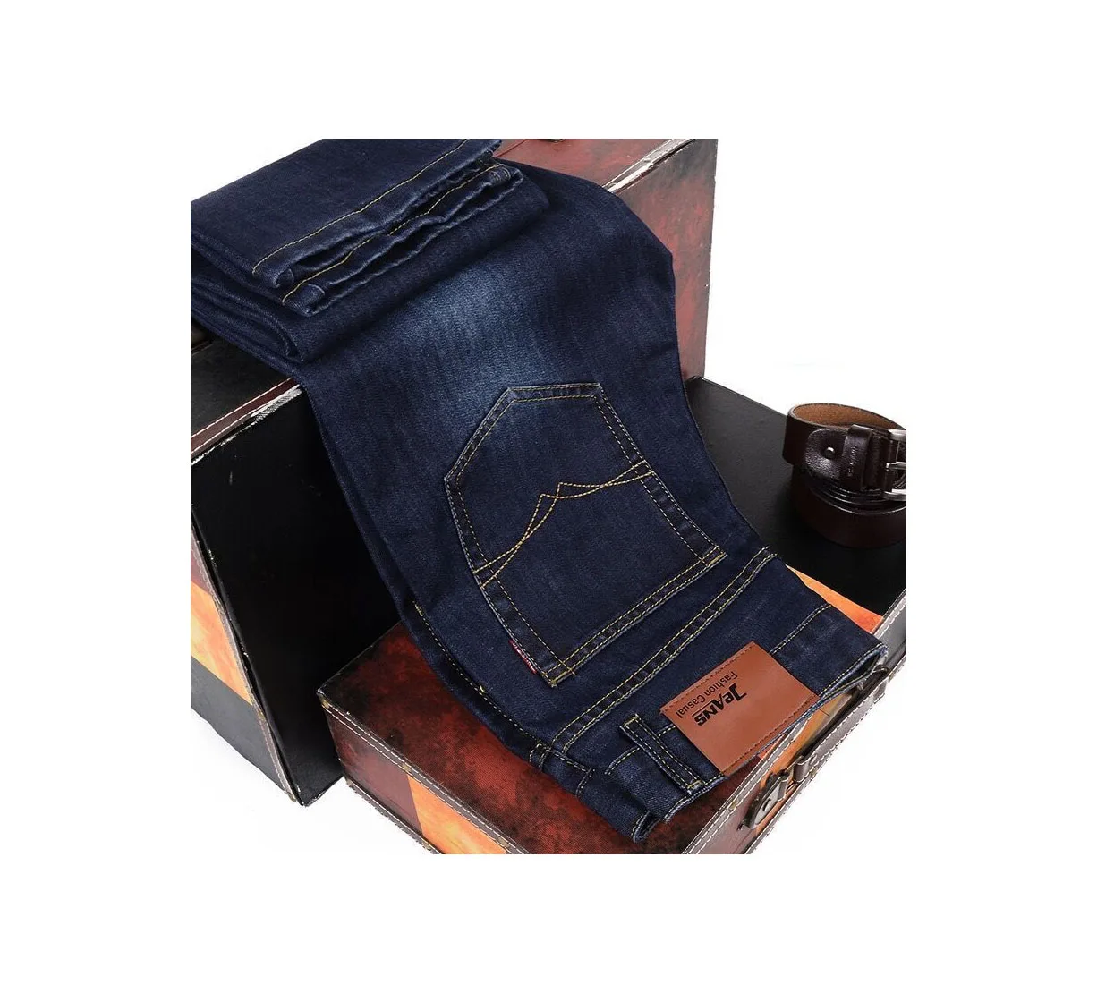 Casual Sports Pants New Relaxed Soft Touch Men's Comfort-Fit Stretch Jeans Anti-Wrinkle Stylish For Daily Wear Travel