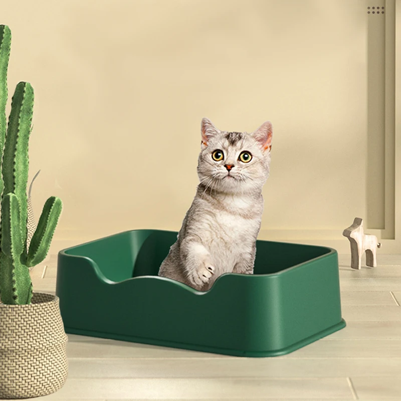 Full Open Large Cat Litter Basin Square Splash Proof Semi Closed Cat