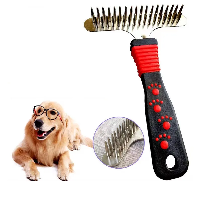 Peigne Brosse Double Face Inox Pour Chien Et Chat – Toilettage Démêlant, Bleu