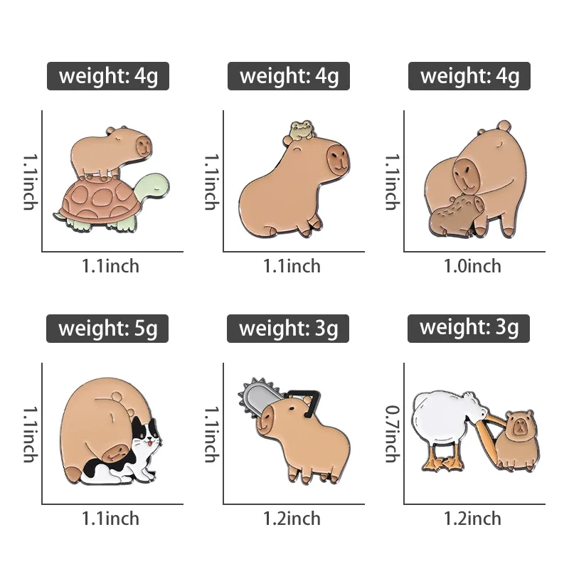 Cute Animal Series Brooch Enamel Pins Cartoon Kawaii Capybara Cat Animal Doctor Dog Brooches Backpack Lapel Badge Jewelry Gift