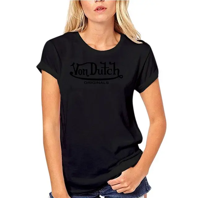 2020Von Dutch originals Logo White T-shirt for Men Size S-3XL 100%Cotton black