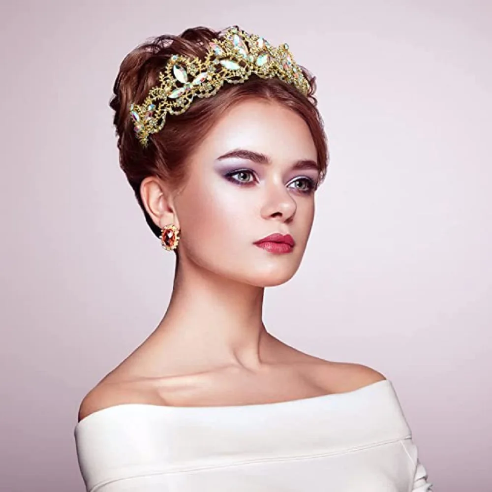 Hochzeit Festzug Haarschmuck Frauen Kristall Strass Diadem große Diademe Braut Kronen Prinzessin Königin Schmuck – Detail 1