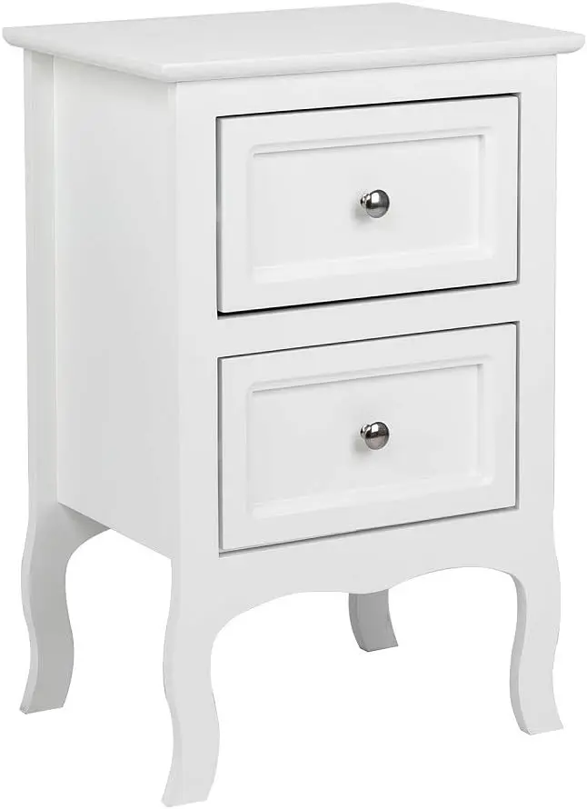 White Nightstand with 2 Drawers, Night Stands for Bedrooms, Small Bed Side Table/White Night Stand with drawers for Small